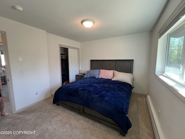 981 E Susitna Dr, Wasilla, AK 99654 - carpeted bedroom with a baseboard radiator, a closet, and baseboards