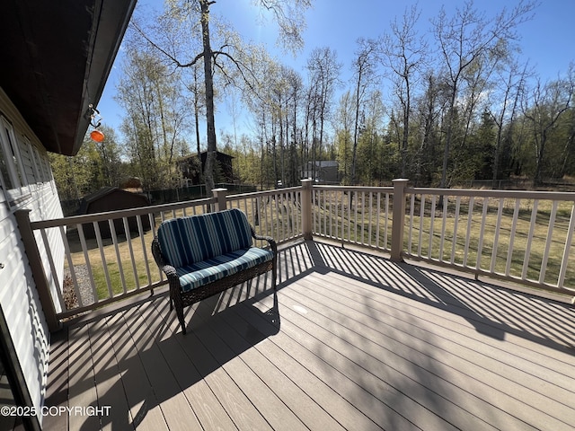 981 E Susitna Dr, Wasilla, AK 99654 - wooden terrace featuring a yard