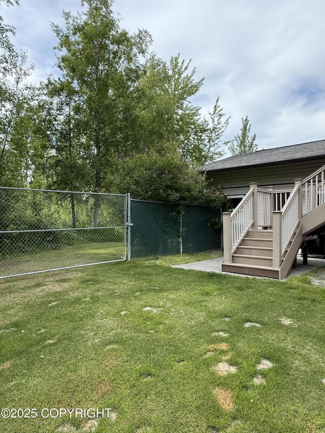 981 E Susitna Dr, Wasilla, AK 99654 - view of yard with stairway and a deck