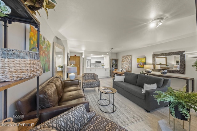 living area with wood finished floors