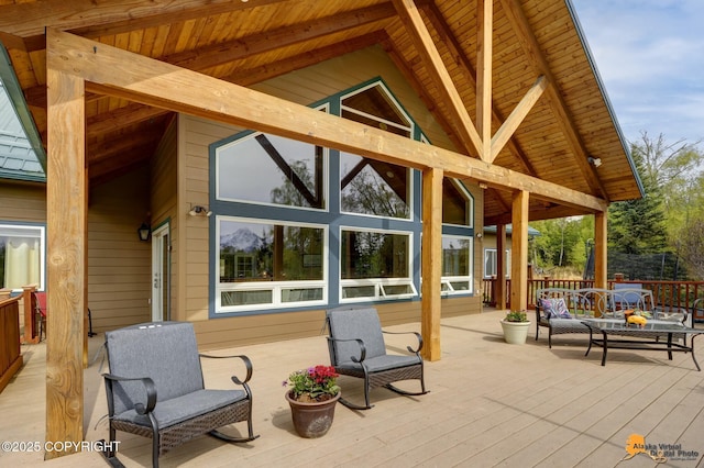 view of patio with a wooden deck