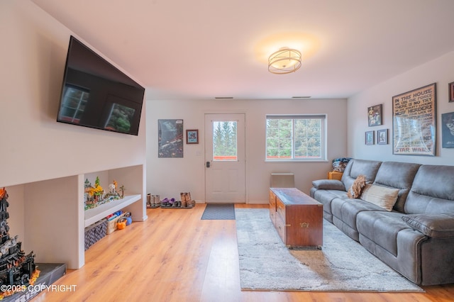 living area featuring wood finished floors