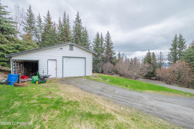 view of detached garage