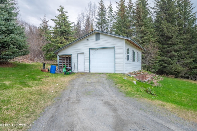 detached garage with driveway