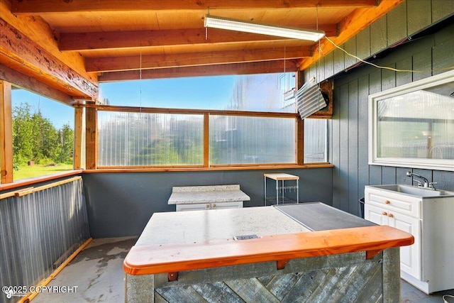 4035 S Tustin Dr, Palmer, AK 99645 - sunroom / solarium with a sink, plenty of natural light, and beamed ceiling