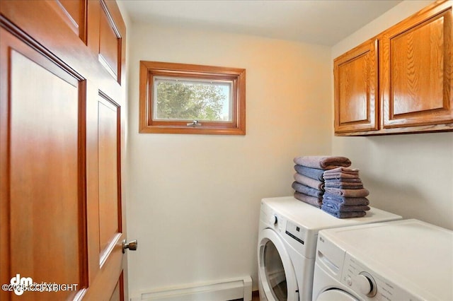 4320 Seeley Cir, Anchorage, AK 99502 - clothes washing area with separate washer and dryer, baseboard heating, and cabinet space