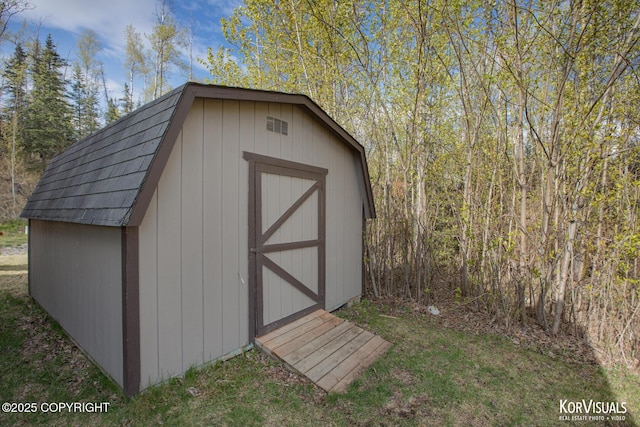 view of shed
