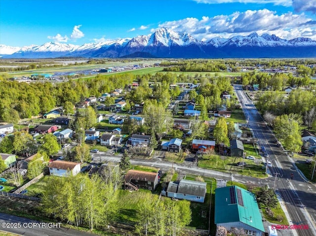 aerial perspective of suburban area with a mountainous background