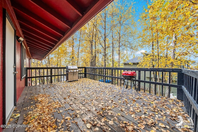 1507 W 47th Ave, Anchorage, AK 99503 - view of wooden balcony with grilling area and a wooden deck