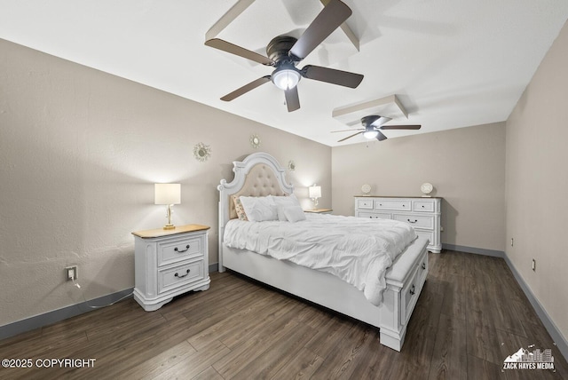 1507 W 47th Ave, Anchorage, AK 99503 - bedroom with dark wood-style flooring and ceiling fan