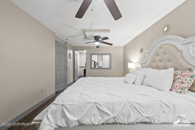 1507 W 47th Ave, Anchorage, AK 99503 - bedroom featuring dark wood-style floors and ceiling fan