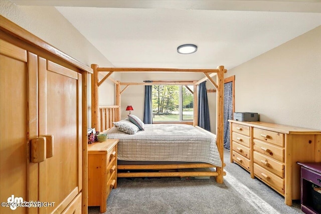 bedroom featuring light colored carpet