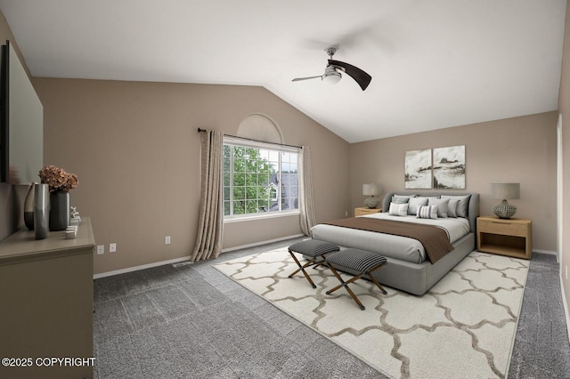 16422 Ondola Cir, Eagle River, AK 99577 - carpeted bedroom featuring lofted ceiling and ceiling fan