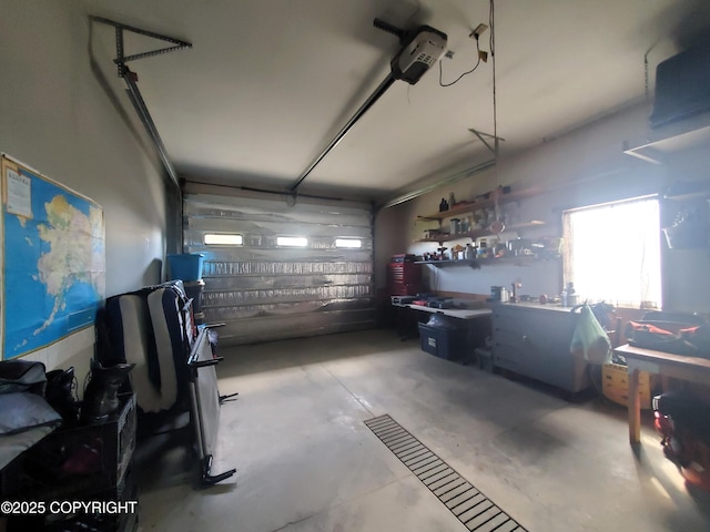 garage with a garage door opener