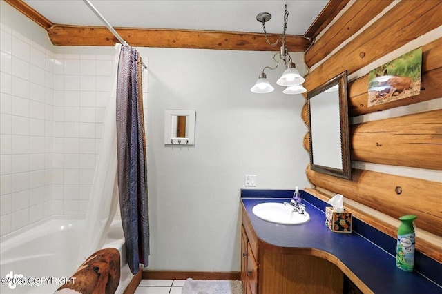 4510 Thomas Ct, Homer, AK 99603 - bathroom featuring vanity, shower / tub combo, and tile patterned floors