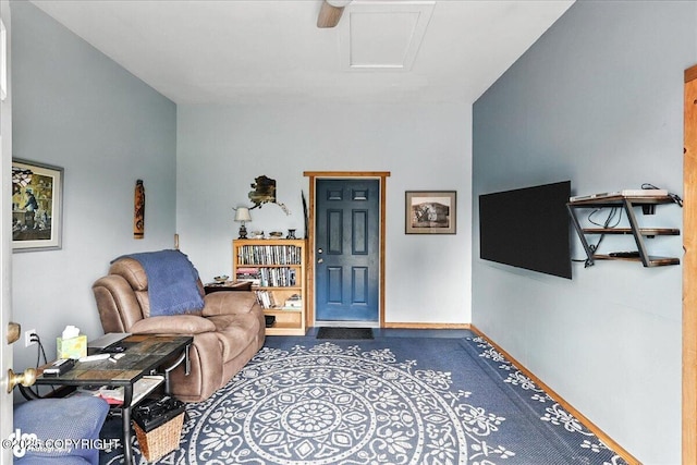 4510 Thomas Ct, Homer, AK 99603 - carpeted living room with attic access and baseboards