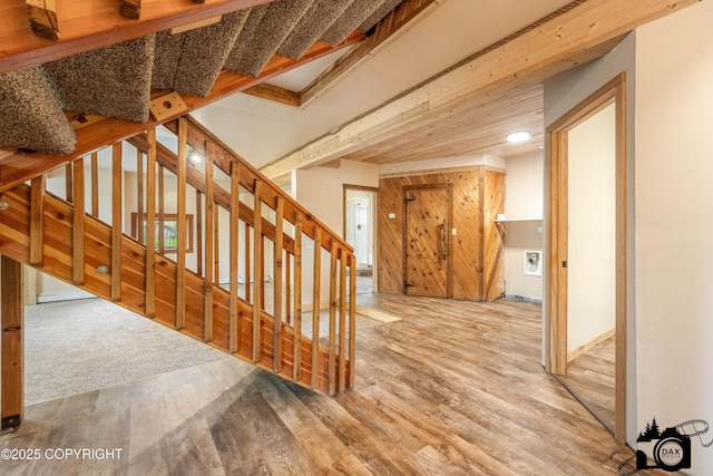 4800 W Lucy Lake Rd, Wasilla, AK 99623 - stairway featuring wood finished floors