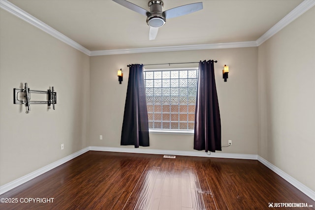 4187 Chiniak Bay Dr, Anchorage, AK 99515 - unfurnished room with wood finished floors, a ceiling fan, baseboards, and ornamental molding