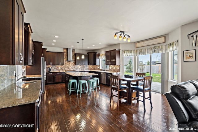 4187 Chiniak Bay Dr, Anchorage, AK 99515 - dining area featuring dark wood-style floors and recessed lighting