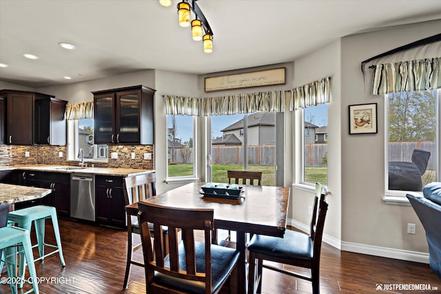4187 Chiniak Bay Dr, Anchorage, AK 99515 - dining area featuring dark wood-style flooring, recessed lighting, and baseboards