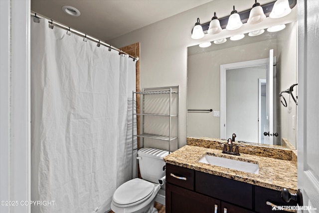 4187 Chiniak Bay Dr, Anchorage, AK 99515 - bathroom with toilet, vanity, and a shower with curtain