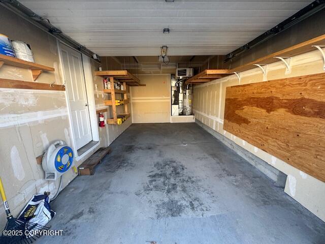 garage with secured water heater