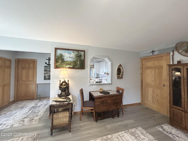 dining area with wood finished floors