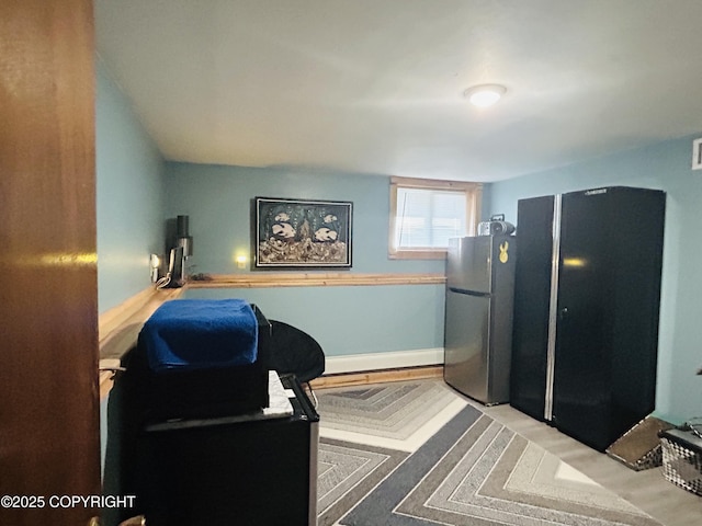 interior space featuring freestanding refrigerator