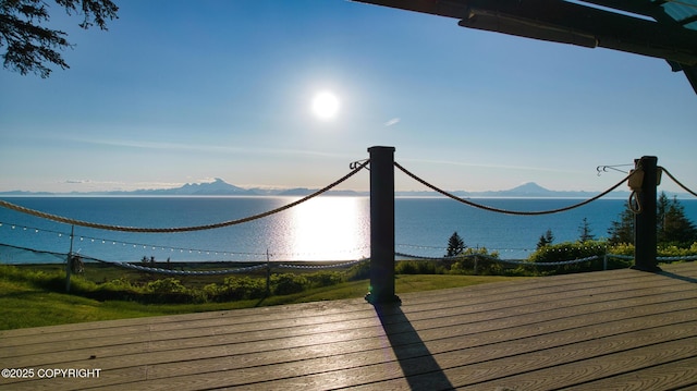 26957 Sterling Hwy, Anchor Point, AK 99556 - wooden terrace featuring a water and mountain view
