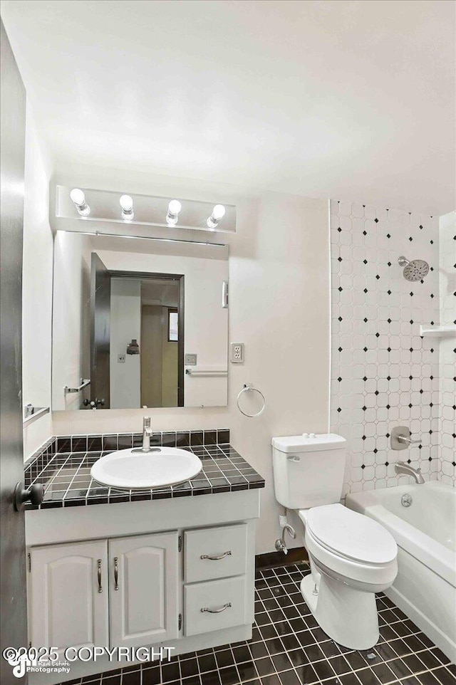 933 W 20th Ave, Anchorage, AK 99503 - bathroom with vanity, tile patterned flooring, and shower / bath combination