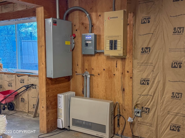 utilities featuring heating unit and electric panel