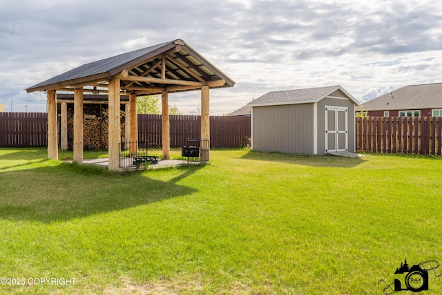5010 E Fetlock Dr, Wasilla, AK 99654 - view of yard featuring a storage shed, an outdoor structure, and a gazebo
