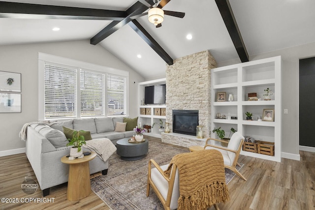 3589 N Magnolia Cir, Wasilla, AK 99654 - living room featuring baseboards, wood finished floors, ceiling fan, and recessed lighting