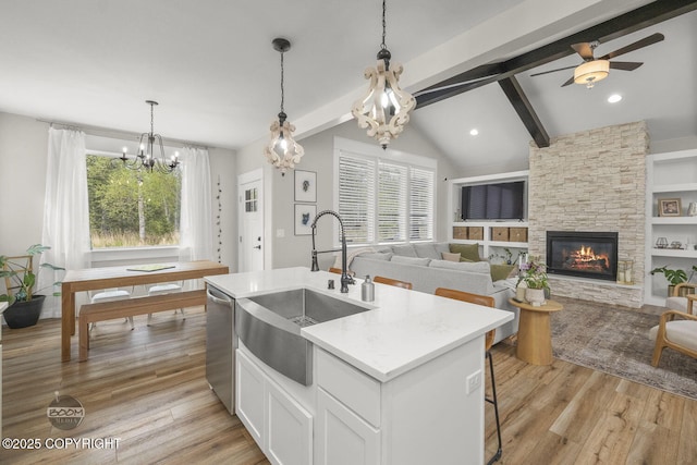 3589 N Magnolia Cir, Wasilla, AK 99654 - kitchen with a sink, plenty of natural light, light wood-type flooring, dishwasher, and recessed lighting