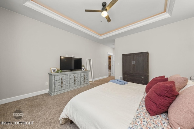 3589 N Magnolia Cir, Wasilla, AK 99654 - bedroom with a tray ceiling, carpet floors, crown molding, and baseboards