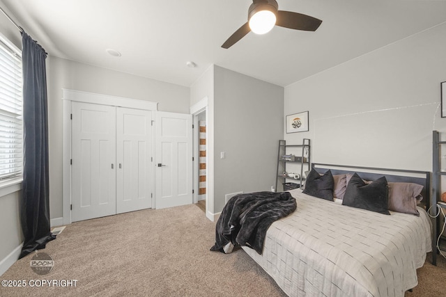 3589 N Magnolia Cir, Wasilla, AK 99654 - carpeted bedroom featuring baseboards, a closet, and ceiling fan