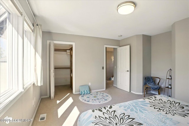3833 Eastwind Dr, Anchorage, AK 99516 - bedroom featuring light carpet, baseboards, a walk in closet, and a closet