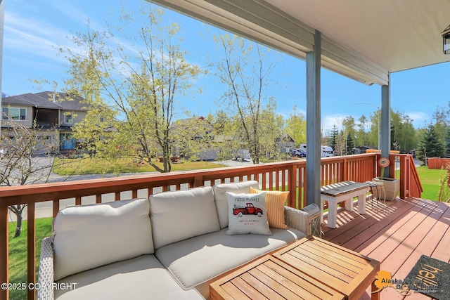 deck with an outdoor living space