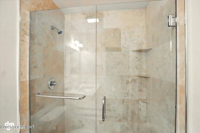 bathroom featuring a shower stall