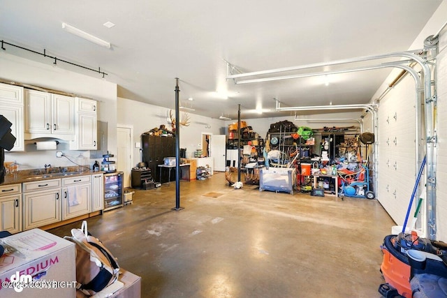 garage with a sink