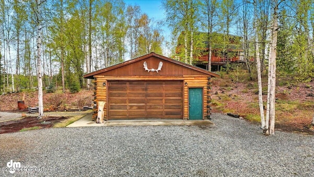 view of detached garage