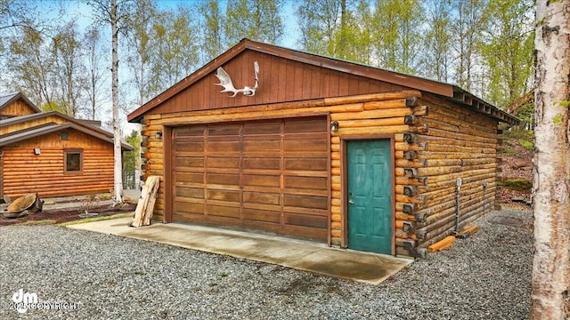 view of detached garage