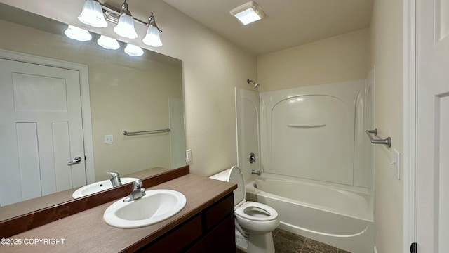 5612 Grand Teton Loop, Anchorage, AK 99502 - full bathroom with vanity, bathing tub / shower combination, toilet, and tile patterned flooring