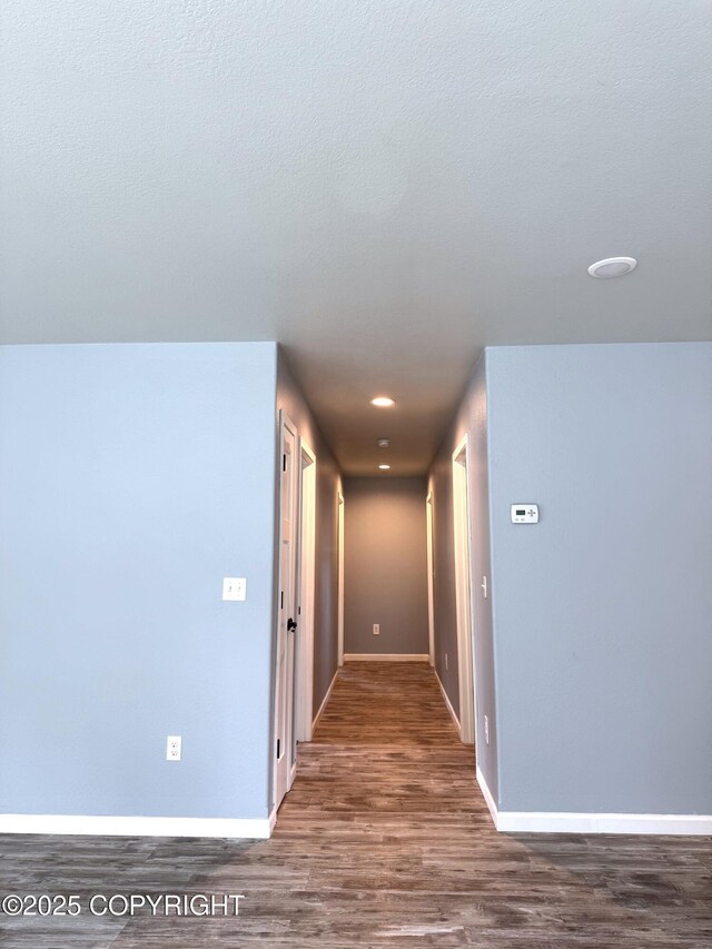 2321 Selief Ln, Kodiak, AK 99615 - hallway featuring wood finished floors, baseboards, and recessed lighting