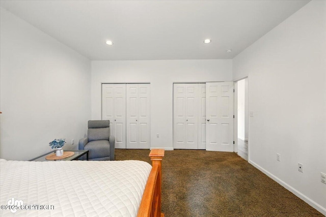 6744 Bogle Bluff Dr, Wasilla, AK 99623 - carpeted bedroom with multiple closets, recessed lighting, and baseboards