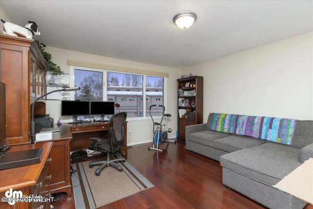 office area featuring dark wood finished floors