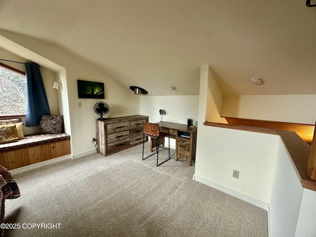 1581 Jade Dr, Homer, AK 99603 - office with vaulted ceiling, carpet floors, and baseboards