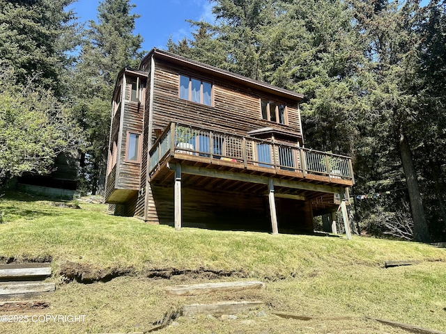 1581 Jade Dr, Homer, AK 99603 - rear view of property featuring a deck and a lawn