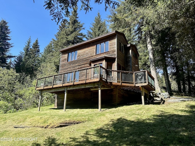 1581 Jade Dr, Homer, AK 99603 - back of house with a deck, a yard, and stairway