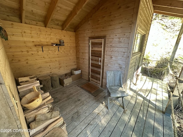 1581 Jade Dr, Homer, AK 99603 - relaxing sauna / steam room featuring wooden walls, hardwood / wood-style floors, and wooden ceiling